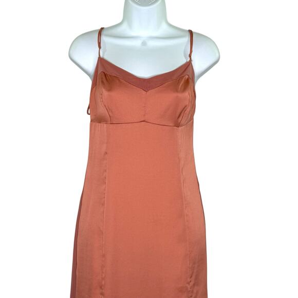Free People XL Intimately FP City Cool Midi Slip Dress Canyon Clay Satin *flaw - Picture 4 of 12
